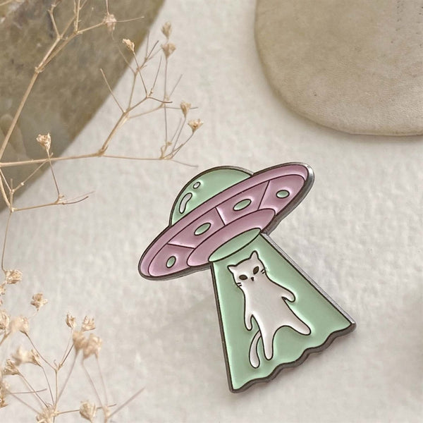 Coming Or Going? UFO Cat Lapel Pin - Lady of the Lake