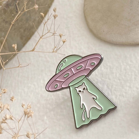 Coming Or Going? UFO Cat Lapel Pin - Lady of the Lake