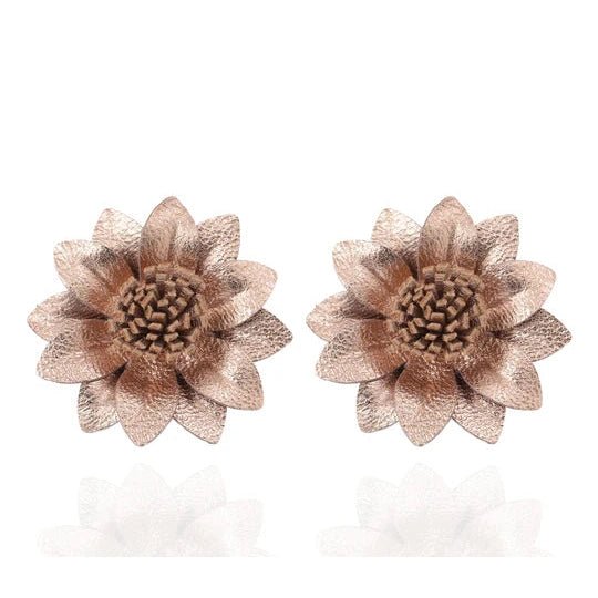 Copper Floral Stud Earrings