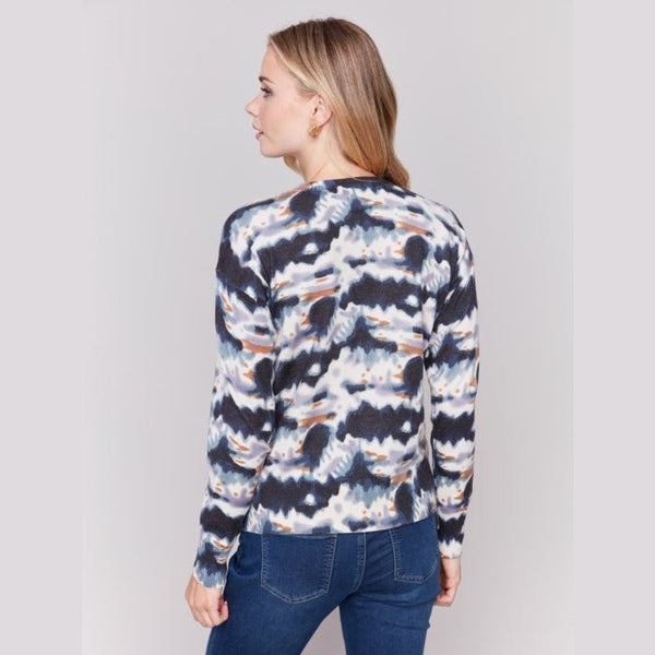 Cora Printed Sweater With Side Buttons
