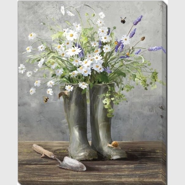 Cottage Gardening I - Hand Embellished Printed Canvas