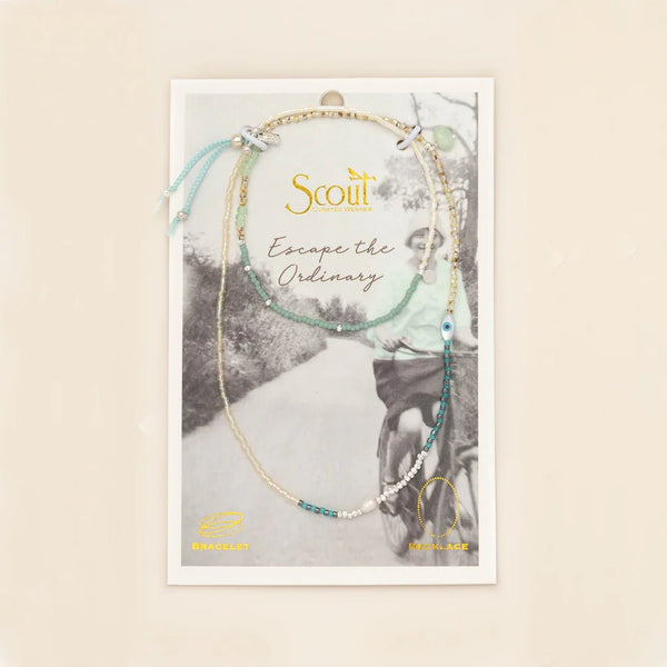 Courage | Amazonite - Mixed Media Bracelet / Necklace - Lady of the Lake
