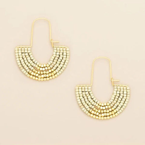 Cream & Gold - Chromacolor Miyuki U - Hoop Earring - Lady of the Lake