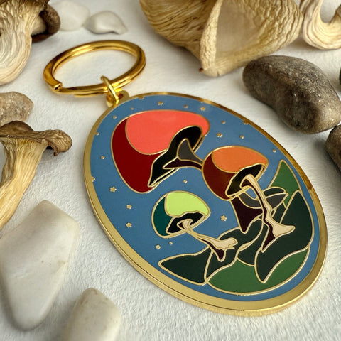 Cubensis Mushroom Enamel Keychain - Lady of the Lake