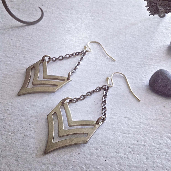 Custer Chevron Brass Earrings - Lady of the Lake