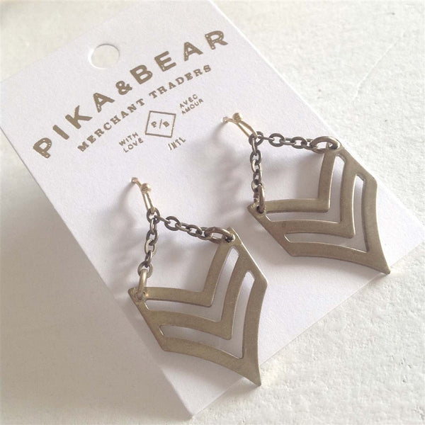 Custer Chevron Brass Earrings - Lady of the Lake