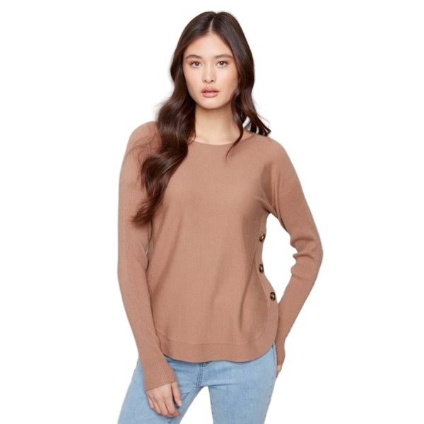 Daphne Boat Neck Sweater With Side Buttons - Lady of the Lake