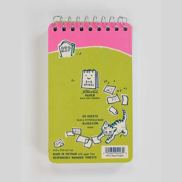 Deep Thoughts For My Cat To Inherit When I Die - Spiral Pocket Notebook - Lady of the Lake