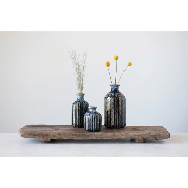 Embossed Stoneware Vases