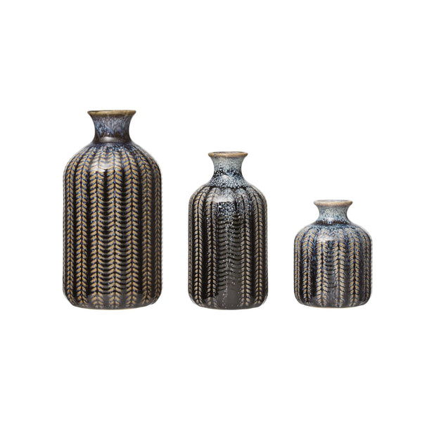 Embossed Stoneware Vases