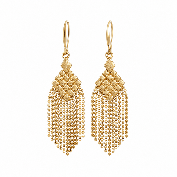Diamond Shaped Tassel Drop Earrings - Lady of the Lake