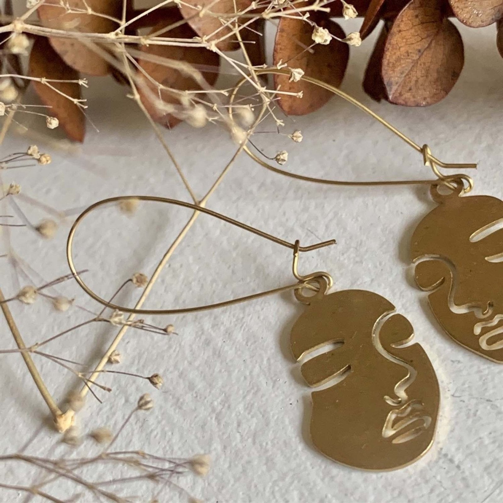 Diana Brass Face Silhouette Drop Earrings - Lady of the Lake