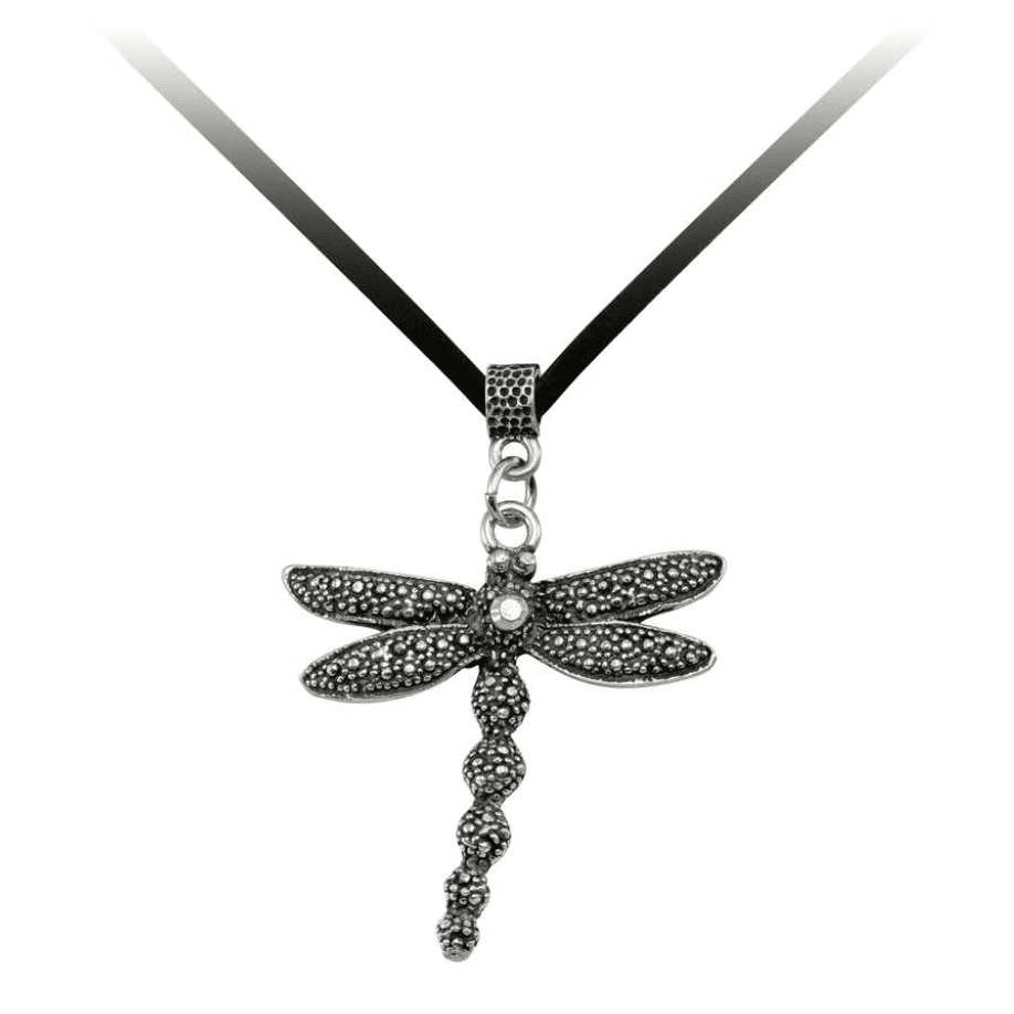 Dragonfly Pendant Necklace On Leather Cord - Lady of the Lake