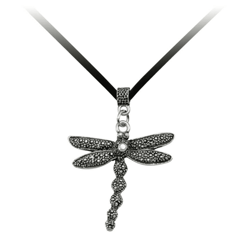 Dragonfly Pendant Necklace On Leather Cord - Lady of the Lake