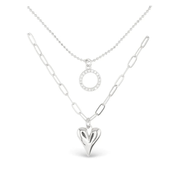 Dual Layer Circle & Heart Necklace - Lady of the Lake