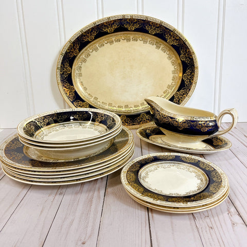 Ducal Crown Ware - Blue China - Set of 14
