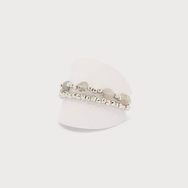 Duo Bracelet With Natural Stones & Metal Beads - Lady of the Lake