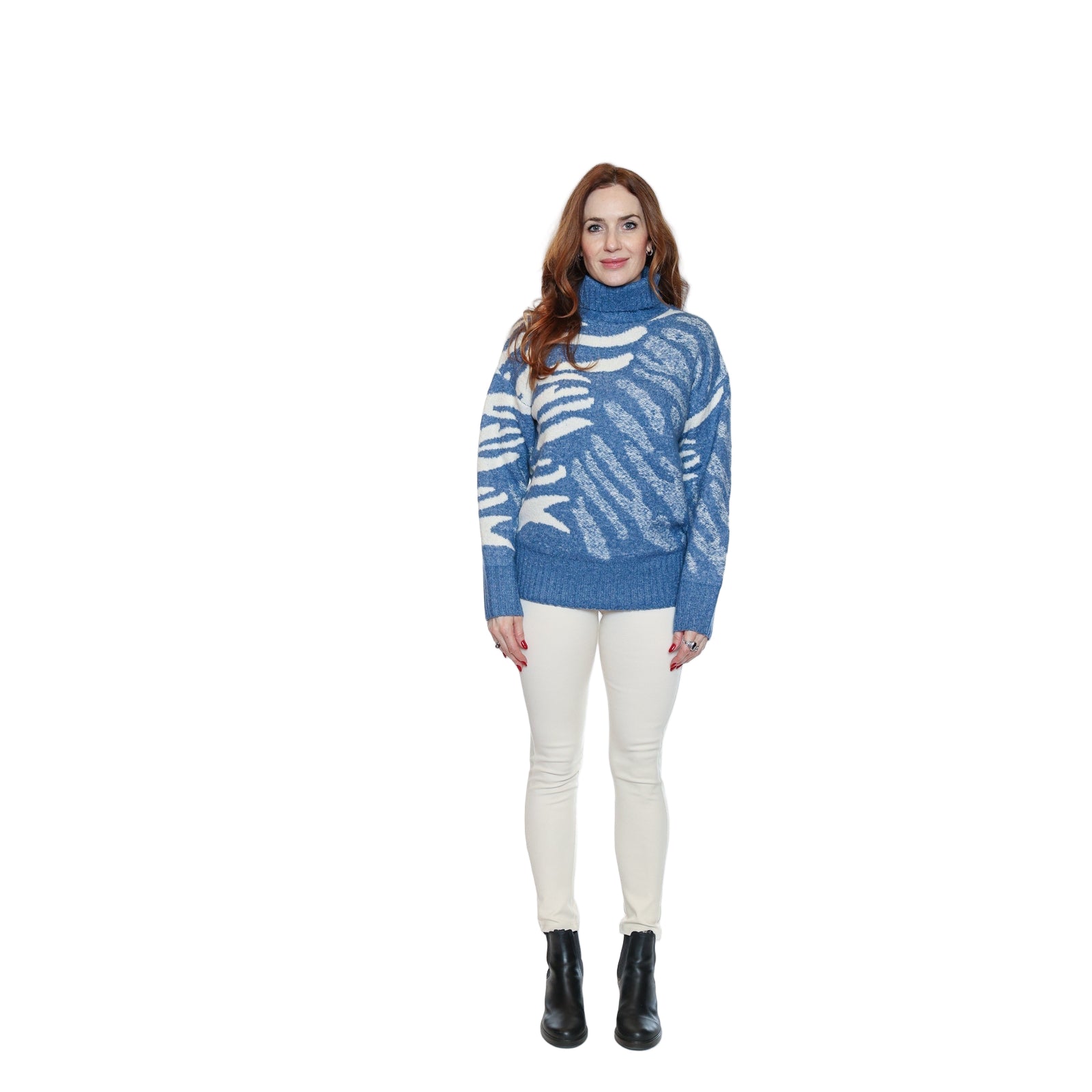 Eila Printed Cowl Neck Sweater - Lady of the Lake
