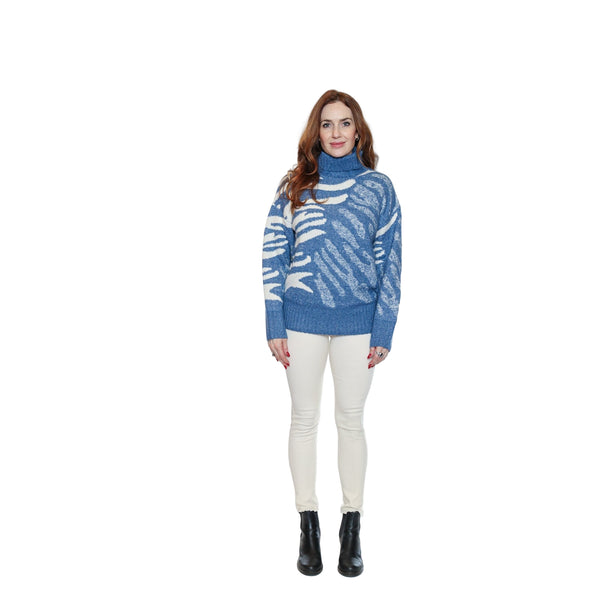 Eila Printed Cowl Neck Sweater - Lady of the Lake