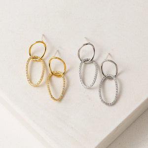 Encore Pave Small Linked Hoop Earrings