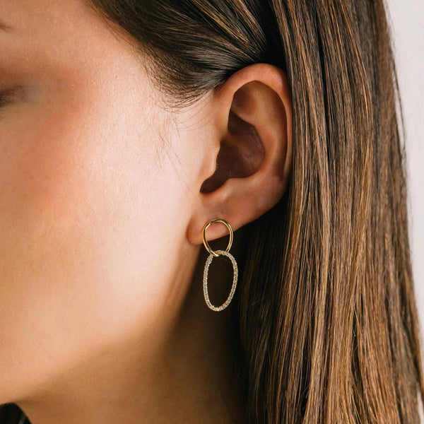 Encore Pave Small Linked Hoop Earrings