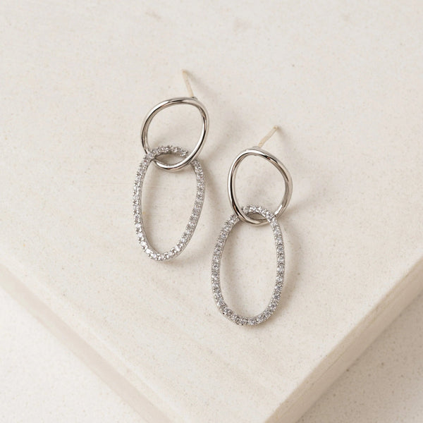 Encore Pave Small Linked Hoop Earrings