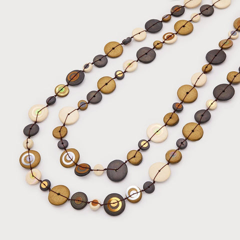 Endless Necklace With Flat Wood Discs - Lady of the Lake