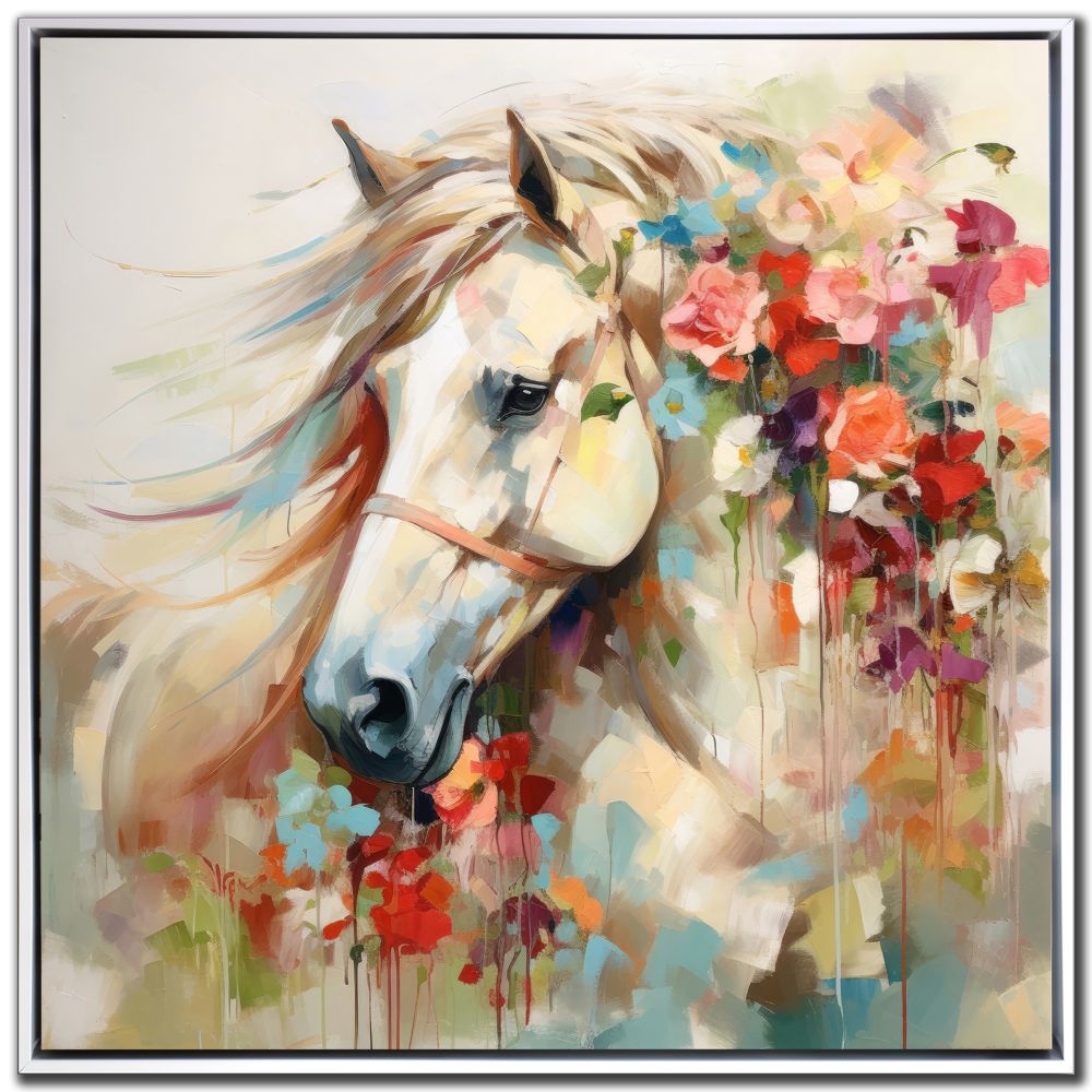 Equine Elegance - Hand Embellished Canvas In Floating Frame