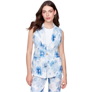Estelle Printed Linen Blend Vest - Lady of the Lake