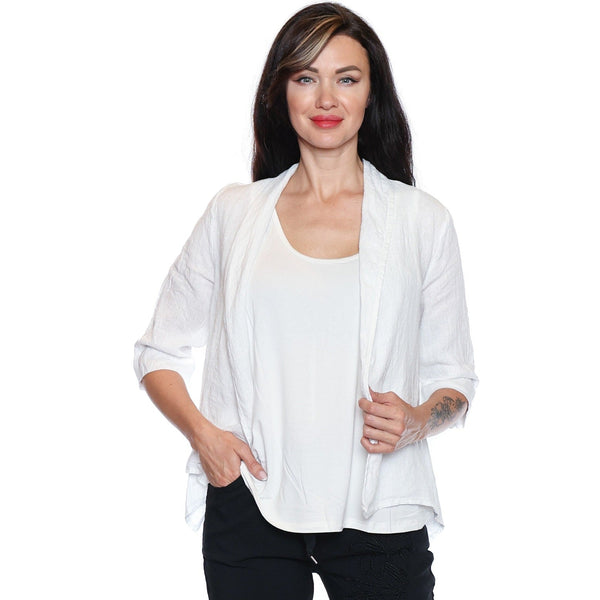 Esther Linen 3/4 Sleeve Cardigan - Lady of the Lake