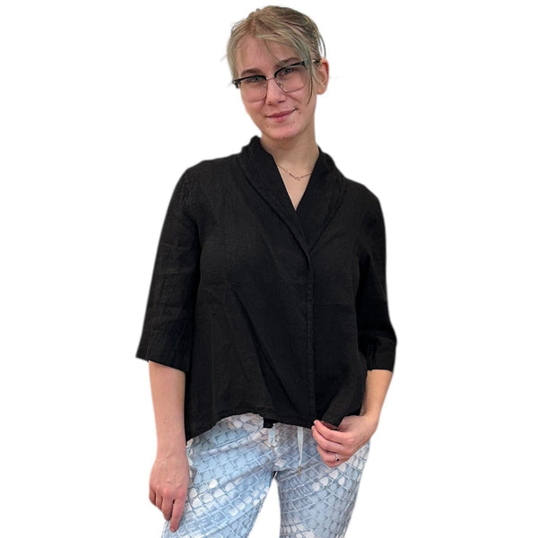 Esther Linen 3/4 Sleeve Cardigan - Lady of the Lake