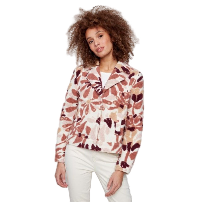 Fae Floral Sherpa Fleece Short Coat - Lady of the Lake