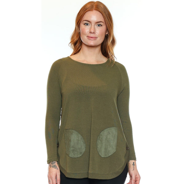 Farrah Sweater With Faux Suede Pockets - Lady of the Lake