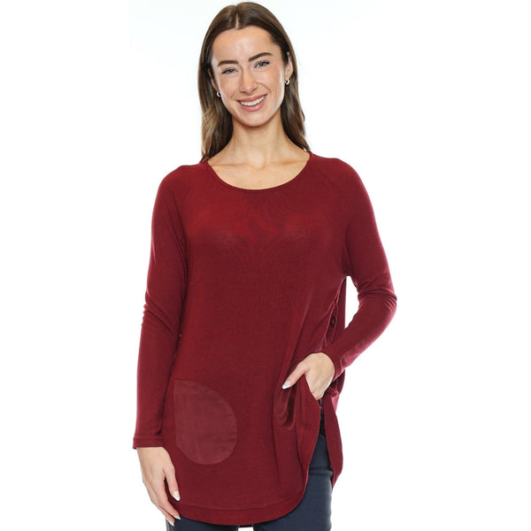 Farrah Sweater With Faux Suede Pockets - Lady of the Lake