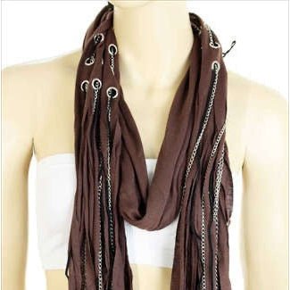 Fashion Scarf with Chain Detail - Lady of the Lake