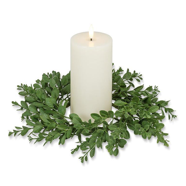 Faux Boxwood Candle Ring - Lady of the Lake