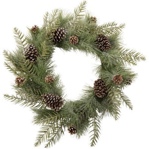 Faux Frosted Pine & Natural Pine Cone Wreath