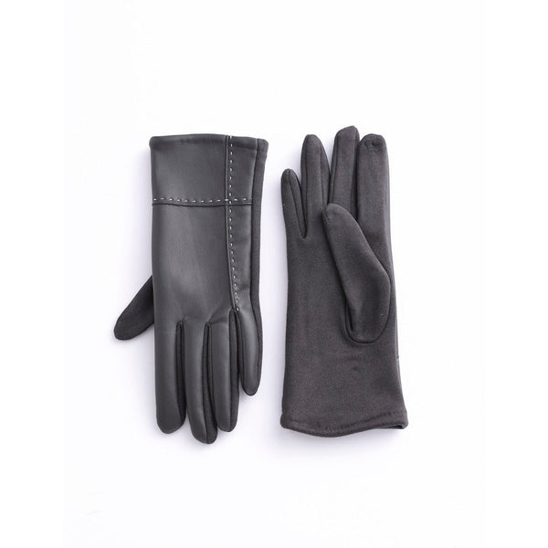 Faux Leather & Suede Texting Gloves With Stitch Detail - Lady of the Lake