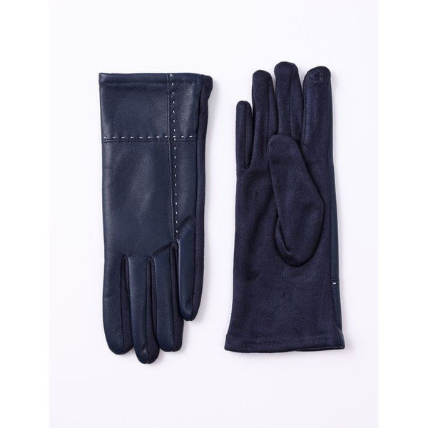 Faux Leather & Suede Texting Gloves With Stitch Detail - Lady of the Lake