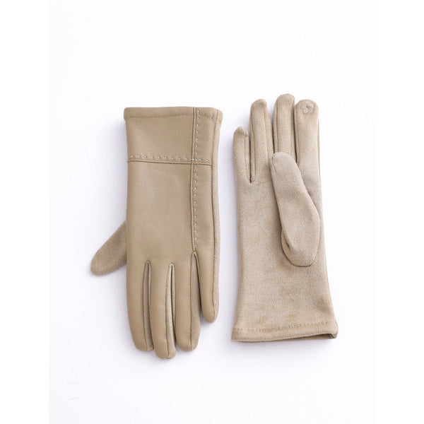Faux Leather & Suede Texting Gloves With Stitch Detail - Lady of the Lake