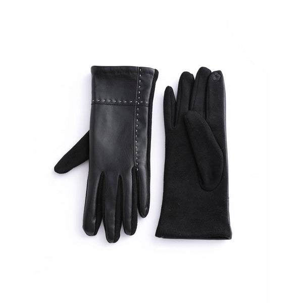 Faux Leather & Suede Texting Gloves With Stitch Detail - Lady of the Lake