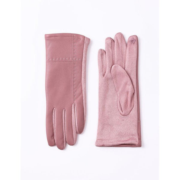 Faux Leather & Suede Texting Gloves With Stitch Detail - Lady of the Lake