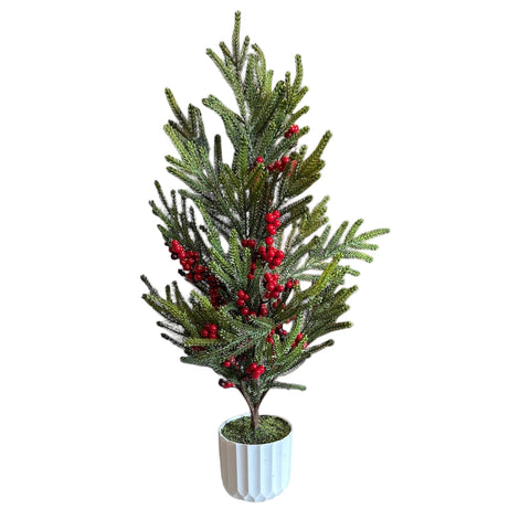 Faux Potted Pine With Berries