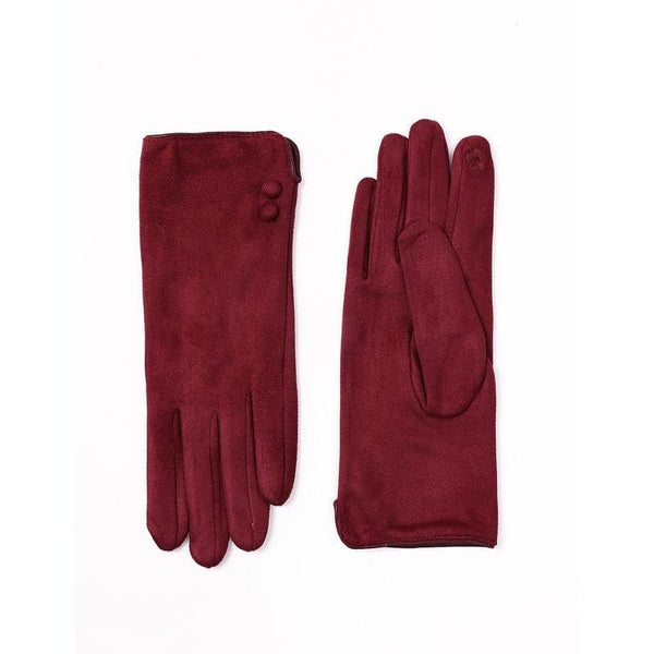 Faux Suede Texting Gloves With Button Detail - Lady of the Lake