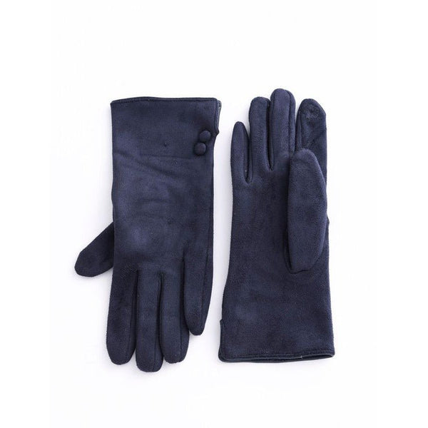 Faux Suede Texting Gloves With Button Detail - Lady of the Lake