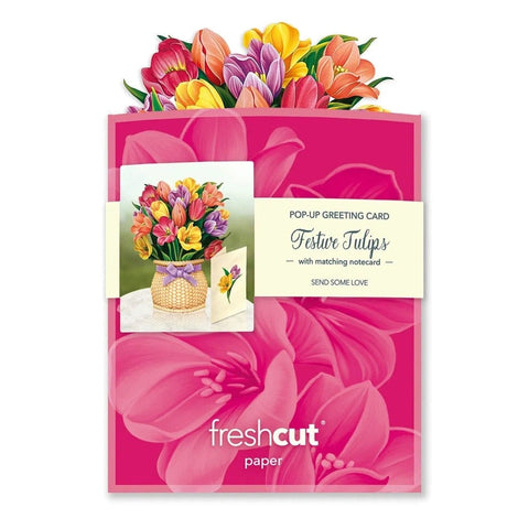 Festive Tulips - Mini Pop - up Greeting Card - Blank - Lady of the Lake