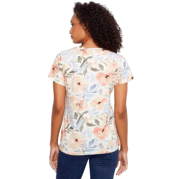 Finley Printed V - Neck Short Sleeve T-Shirt - Lady of the Lake