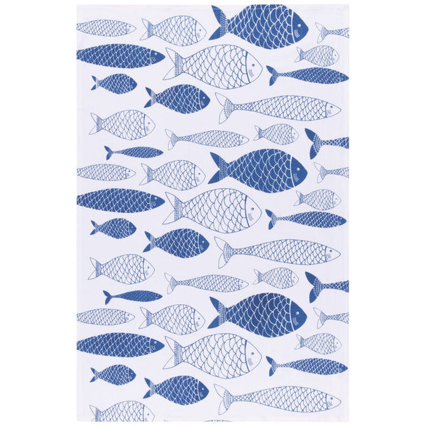 Fish Print Royal Blue Floursack Dishtowels - Set of 2 - Lady of the Lake