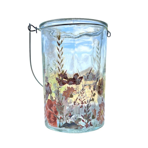 Floral Glass Jar With Handle - Lady of the Lake
