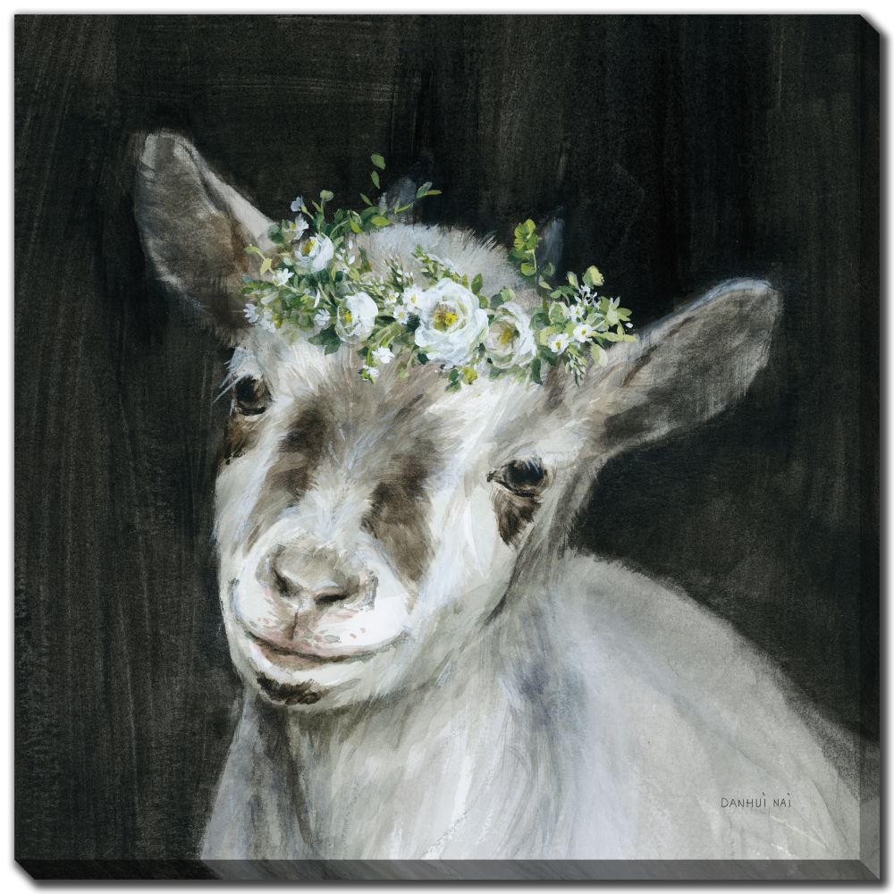 Floral Goat - Hand Embellished Printed Canvas